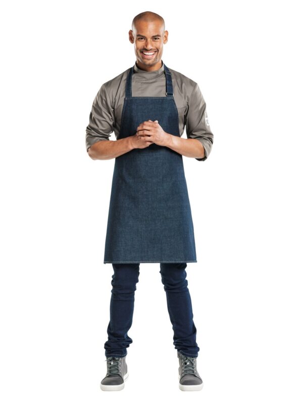 Tablier à bavette en jean, blue denim