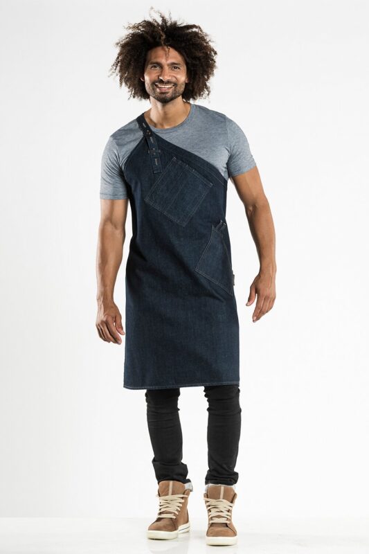Tablier à bavette en jean, blue denim